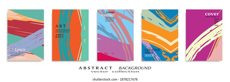 Abstract backgrouns set, grunge texture. Minimalistic art, brush strokes style. Design for card, brochure, banner idea, book cover, booklet print, flyer sheet a4. Collage page, web header template.