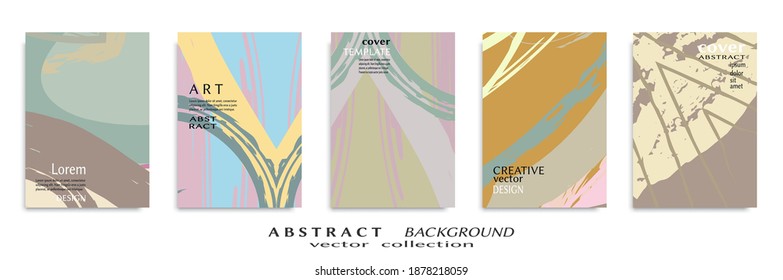 Abstract backgrouns set, grunge texture. Minimalistic art, brush strokes style. Design for card, brochure, banner idea, book cover, booklet print, flyer sheet a4. Collage page, web header template.