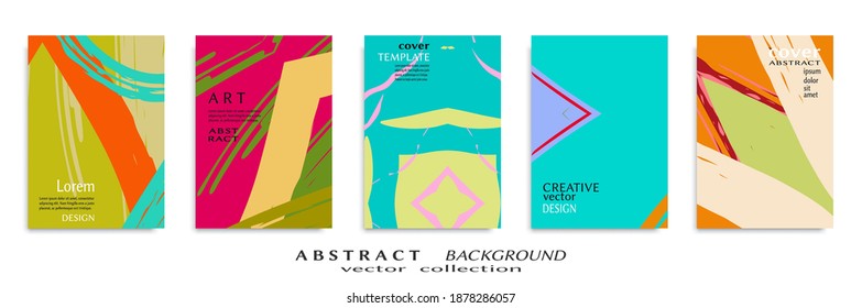 Abstract backgrouns set, grunge texture. Minimalistic art, brush strokes style. Design for card, brochure, banner idea, book cover, booklet print, flyer sheet a4. Collage page, web header template.