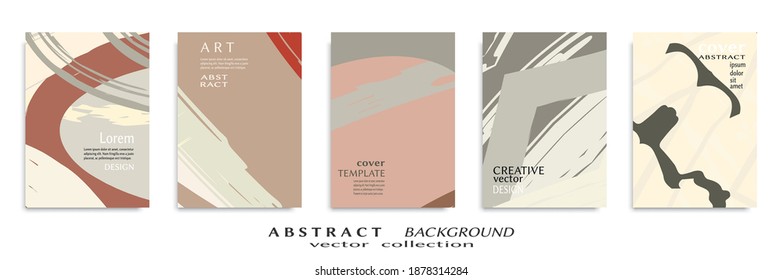 Abstract backgrouns set, grunge texture. Minimalistic art, brush strokes style. Design for card, brochure, banner idea, book cover, booklet print, flyer sheet a4. Collage page, web header template.