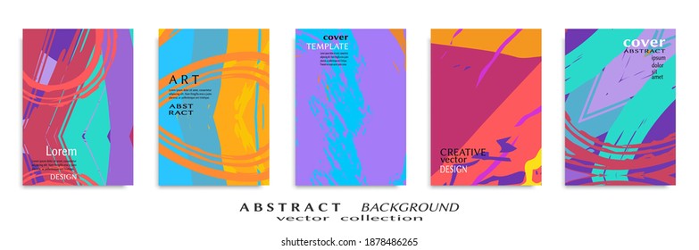 Conjunto de fondo abstracto, textura gruesa. Arte minimalista, estilo de pinceladas. Diseño para tarjeta, folleto, idea de banner, portada de libro, folleto, hoja de volante a4. Página de conjunto, plantilla de encabezado web.