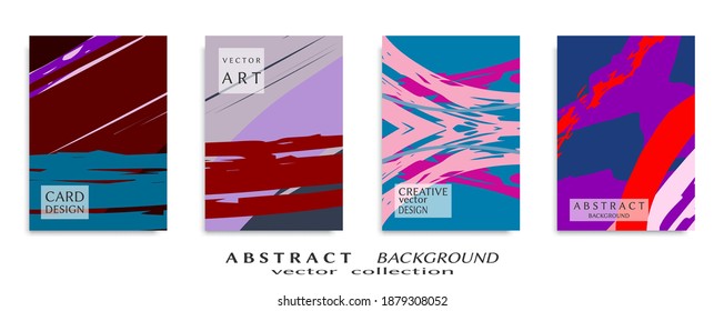 Abstract backgrouns set, grunge texture. Minimalistic art, brush strokes style. Design for card, brochure, banner idea, book cover, booklet print, flyer sheet a4. Collage page, web header template.