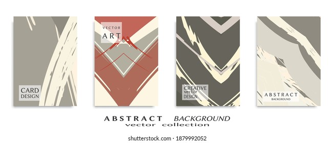 Abstract backgrouns set, grunge texture. Minimalistic art, brush strokes style. Design for card, brochure, banner idea, book cover, booklet print, flyer sheet a4. Collage page, web header template.