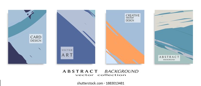 Abstract backgrouns set, grunge texture. Minimalistic art, brush strokes style. Design for card, brochure, banner idea, book cover, booklet print, flyer sheet a4. Collage page, web header template.