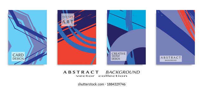 Abstract backgrouns set, grunge texture. Minimalistic art, brush strokes style. Design for card, brochure, banner idea, book cover, booklet print, flyer sheet a4. Collage page, web header template.