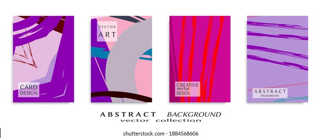 Abstract backgrouns set, grunge texture. Minimalistic art, brush strokes style. Design for card, brochure, banner idea, book cover, booklet print, flyer sheet a4. Collage page, web header template.