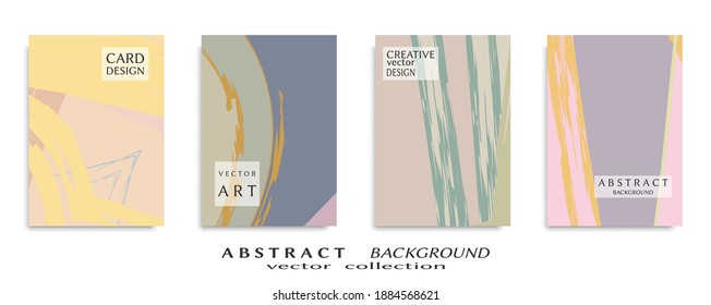 Abstract backgrouns set, grunge texture. Minimalistic art, brush strokes style. Design for card, brochure, banner idea, book cover, booklet print, flyer sheet a4. Collage page, web header template.