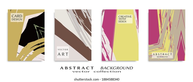 Abstract backgrouns set, grunge texture. Minimalistic art, brush strokes style. Design for card, brochure, banner idea, book cover, booklet print, flyer sheet a4. Collage page, web header template.