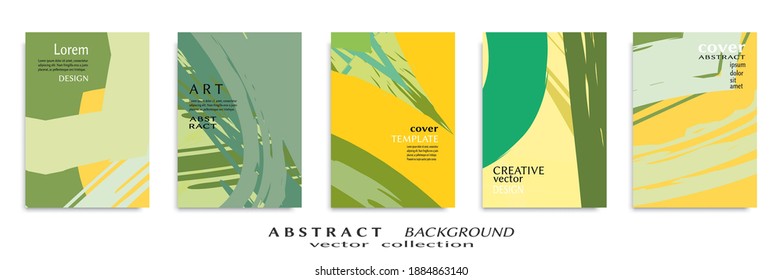 Abstract backgrouns set, grunge texture. Minimalistic art, brush strokes style. Design for card, brochure, banner idea, book cover, booklet print, flyer sheet a4. Collage page, web header template.