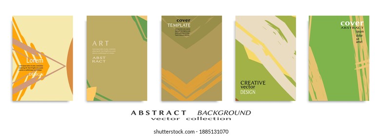 Abstract backgrouns set, grunge texture. Minimalistic art, brush strokes style. Design for card, brochure, banner idea, book cover, booklet print, flyer sheet a4. Collage page, web header template.