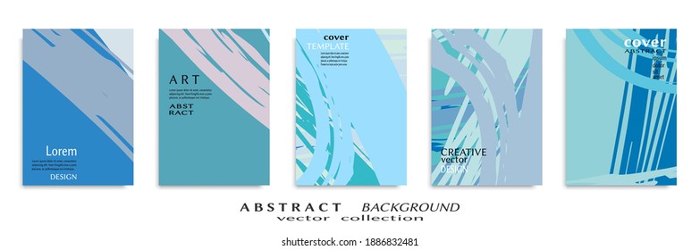 Abstract backgrouns set, grunge texture. Minimalistic art, brush strokes style. Design for card, brochure, banner idea, book cover, booklet print, flyer sheet a4. Collage page, web header template.