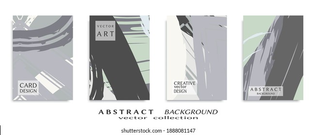Abstract backgrouns set, grunge texture. Minimalistic art, brush strokes style. Design for card, brochure, banner idea, book cover, booklet print, flyer sheet a4. Collage page, web header template.