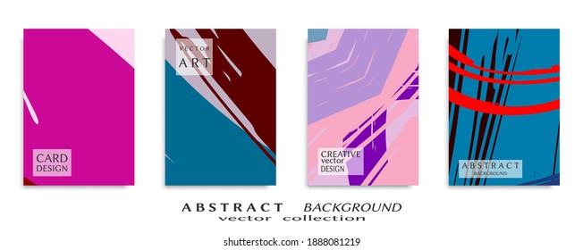 Abstract backgrouns set, grunge texture. Minimalistic art, brush strokes style. Design for card, brochure, banner idea, book cover, booklet print, flyer sheet a4. Collage page, web header template.