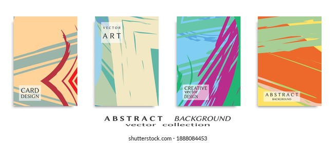 Abstract backgrouns set, grunge texture. Minimalistic art, brush strokes style. Design for card, brochure, banner idea, book cover, booklet print, flyer sheet a4. Collage page, web header template.