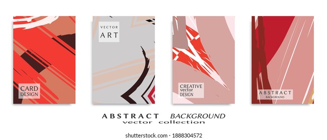 Abstract backgrouns set, grunge texture. Minimalistic art, brush strokes style. Design for card, brochure, banner idea, book cover, booklet print, flyer sheet a4. Collage page, web header template.