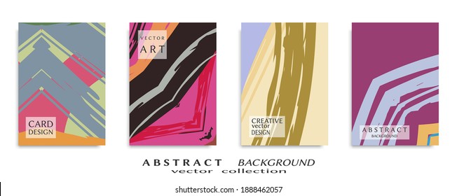 Abstract backgrouns set, grunge texture. Minimalistic art, brush strokes style. Design for card, brochure, banner idea, book cover, booklet print, flyer sheet a4. Collage page, web header template.