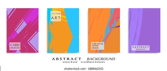 Abstract backgrouns set, grunge texture. Minimalistic art, brush strokes style. Design for card, brochure, banner idea, book cover, booklet print, flyer sheet a4. Collage page, web header template.