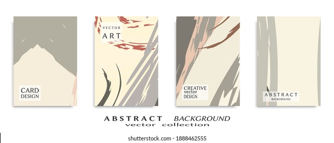 Abstract backgrouns set, grunge texture. Minimalistic art, brush strokes style. Design for card, brochure, banner idea, book cover, booklet print, flyer sheet a4. Collage page, web header template.