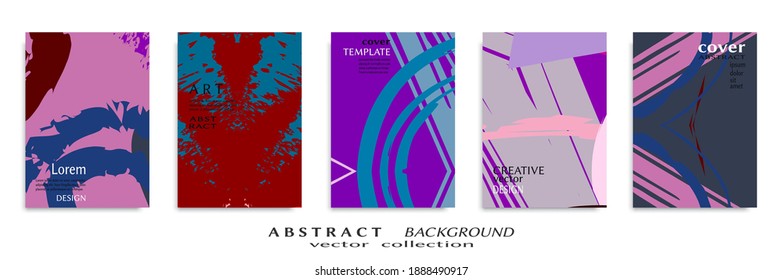 Abstract backgrouns set, grunge texture. Minimalistic art, brush strokes style. Design for card, brochure, banner idea, book cover, booklet print, flyer sheet a4. Collage page, web header template.