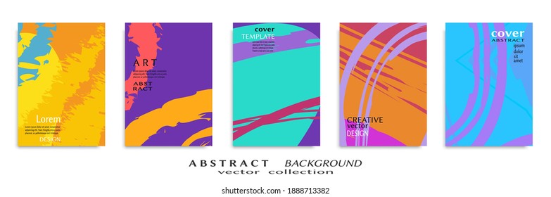 Abstract backgrouns set, grunge texture. Minimalistic art, brush strokes style. Design for card, brochure, banner idea, book cover, booklet print, flyer sheet a4. Collage page, web header template.