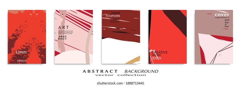 Abstract backgrouns set, grunge texture. Minimalistic art, brush strokes style. Design for card, brochure, banner idea, book cover, booklet print, flyer sheet a4. Collage page, web header template.