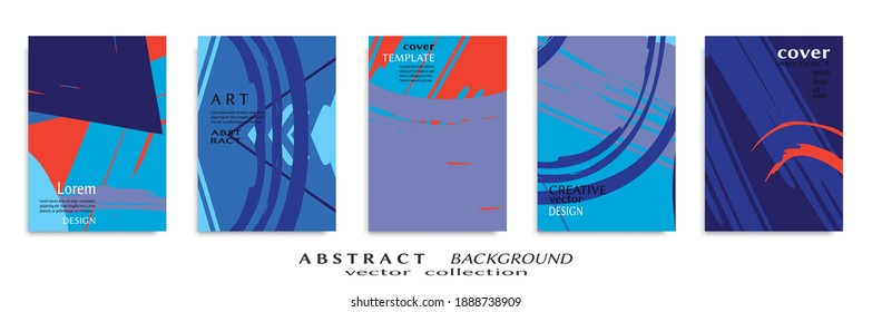 Abstract backgrouns set, grunge texture. Minimalistic art, brush strokes style. Design for card, brochure, banner idea, book cover, booklet print, flyer sheet a4. Collage page, web header template.