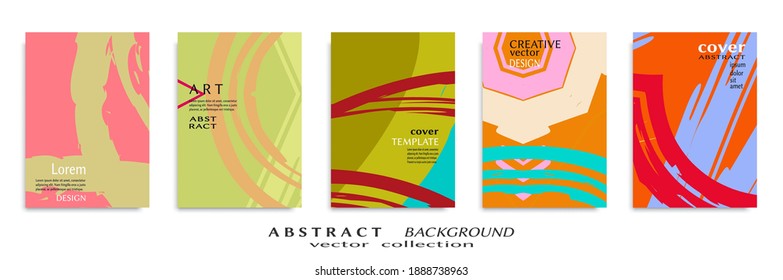 Abstract backgrouns set, grunge texture. Minimalistic art, brush strokes style. Design for card, brochure, banner idea, book cover, booklet print, flyer sheet a4. Collage page, web header template.