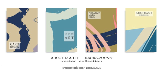 Abstract backgrouns set, grunge texture. Minimalistic art, brush strokes style. Design for card, brochure, banner idea, book cover, booklet print, flyer sheet a4. Collage page, web header template.