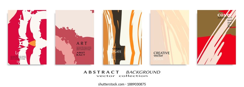 Abstract backgrouns set, grunge texture. Minimalistic art, brush strokes style. Design for card, brochure, banner idea, book cover, booklet print, flyer sheet a4. Collage page, web header template.