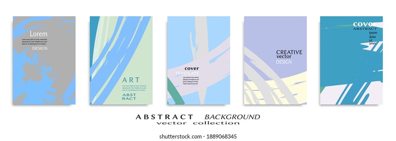 Abstract backgrouns set, grunge texture. Minimalistic art, brush strokes style. Design for card, brochure, banner idea, book cover, booklet print, flyer sheet a4. Collage page, web header template.