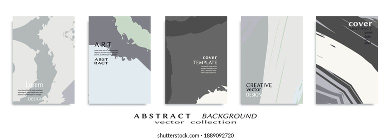 Abstract backgrouns set, grunge texture. Minimalistic art, brush strokes style. Design for card, brochure, banner idea, book cover, booklet print, flyer sheet a4. Collage page, web header template.
