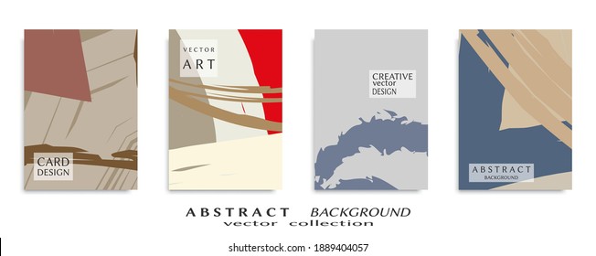 Abstract backgrouns set, grunge texture. Minimalistic art, brush strokes style. Design for card, brochure, banner idea, book cover, booklet print, flyer sheet a4. Collage page, web header template.