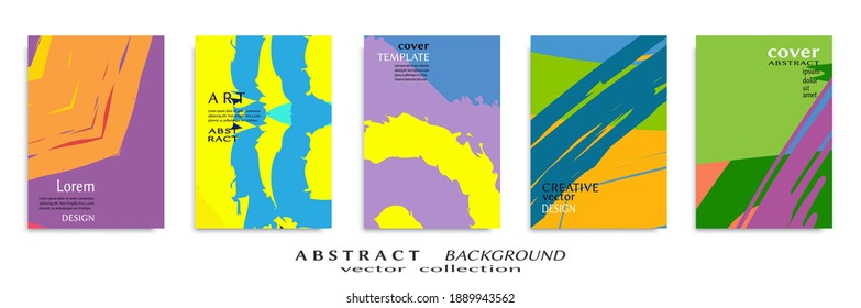 Abstract backgrouns set, grunge texture. Minimalistic art, brush strokes style. Design for card, brochure, banner idea, book cover, booklet print, flyer sheet a4. Collage page, web header template.