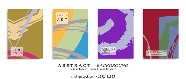 Abstract backgrouns set, grunge texture. Minimalistic art, brush strokes style. Design for card, brochure, banner idea, book cover, booklet print, flyer sheet a4. Collage page, web header template.