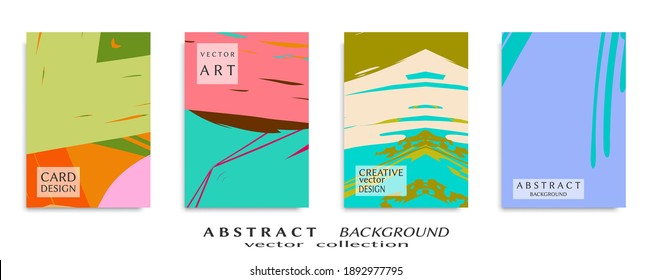 Abstract backgrouns set, grunge texture. Minimalistic art, brush strokes style. Design for card, brochure, banner idea, book cover, booklet print, flyer sheet a4. Collage page, web header template.