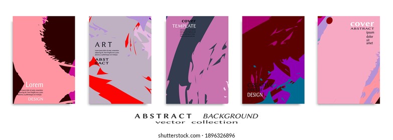 Conjunto de fondo abstracto, textura gruesa. Arte minimalista, estilo de pinceladas. Diseño para tarjeta, folleto, idea de banner, portada de libro, folleto, hoja de volante a4. Página de conjunto, plantilla de encabezado web.