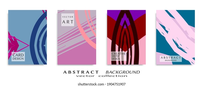 Abstract backgrouns set, grunge texture. Minimalistic art, brush strokes style. Design for card, brochure, banner idea, book cover, booklet print, flyer sheet a4. Collage page, web header template.