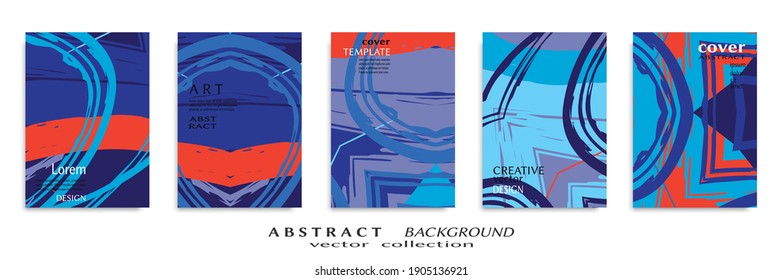 Abstract backgrouns set, grunge texture. Minimalistic art, brush strokes style. Design for card, brochure, banner idea, book cover, booklet print, flyer sheet a4. Collage page, web header template.