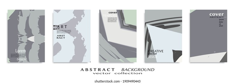 Abstract backgrouns set, grunge texture. Minimalistic art, brush strokes style. Design for card, brochure, banner idea, book cover, booklet print, flyer sheet a4. Collage page, web header template.