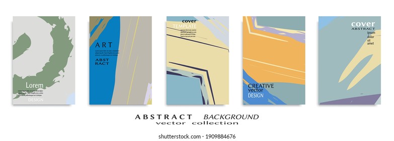 Abstract backgrouns set, grunge texture. Minimalistic art, brush strokes style. Design for card, brochure, banner idea, book cover, booklet print, flyer sheet a4. Collage page, web header template.