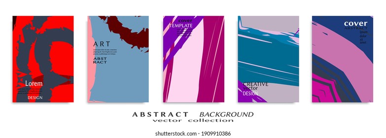 Conjunto de fondo abstracto, textura gruesa. Arte minimalista, estilo de pinceladas. Diseño para tarjeta, folleto, idea de banner, portada de libro, folleto, hoja de volante a4. Página de conjunto, plantilla de encabezado web.
