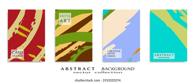 Abstract backgrouns set, grunge texture. Minimalistic art, brush strokes style. Design for card, brochure, banner idea, book cover, booklet print, flyer sheet a4. Collage page, web header template.