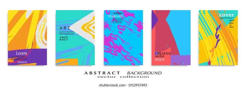 Abstract backgrouns set, grunge texture. Minimalistic art, brush strokes style. Design for card, brochure, banner idea, book cover, booklet print, flyer sheet a4. Collage page, web header template.