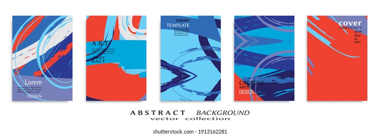Abstract backgrouns set, grunge texture. Minimalistic art, brush strokes style. Design for card, brochure, banner idea, book cover, booklet print, flyer sheet a4. Collage page, web header template.