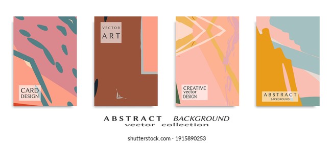 Abstract backgrouns set, grunge texture. Minimalistic art, brush strokes style. Design for card, brochure, banner idea, book cover, booklet print, flyer sheet a4. Collage page, web header template.
