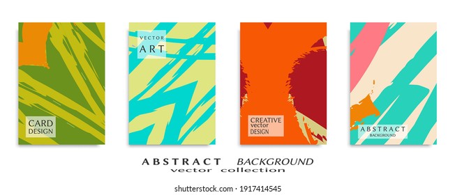 Abstract backgrouns set, grunge texture. Minimalistic art, brush strokes style. Design for card, brochure, banner idea, book cover, booklet print, flyer sheet a4. Collage page, web header template.