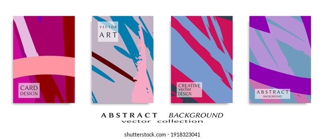 Abstract backgrouns set, grunge texture. Minimalistic art, brush strokes style. Design for card, brochure, banner idea, book cover, booklet print, flyer sheet a4. Collage page, web header template.
