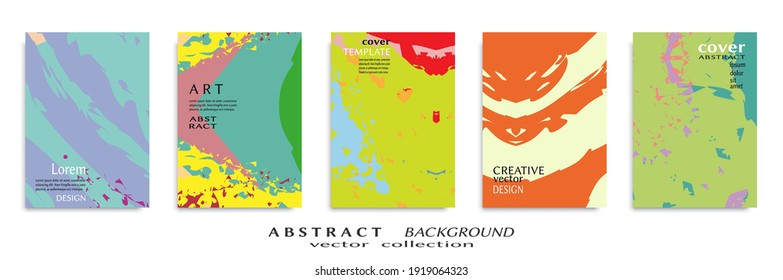 Abstract backgrouns set, grunge texture. Minimalistic art, brush strokes style. Design for card, brochure, banner idea, book cover, booklet print, flyer sheet a4. Collage page, web header template.