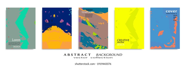 Abstract backgrouns set, grunge texture. Minimalistic art, brush strokes style. Design for card, brochure, banner idea, book cover, booklet print, flyer sheet a4. Collage page, web header template.