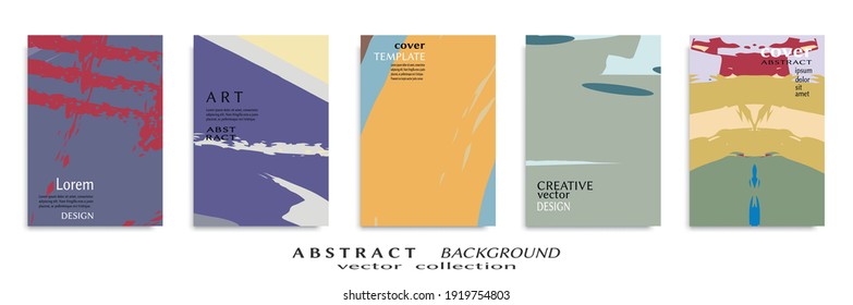 Conjunto de fondo abstracto, textura gruesa. Arte minimalista, estilo de pinceladas. Diseño para tarjeta, folleto, idea de banner, portada de libro, folleto, hoja de volante a4. Página de conjunto, plantilla de encabezado web.